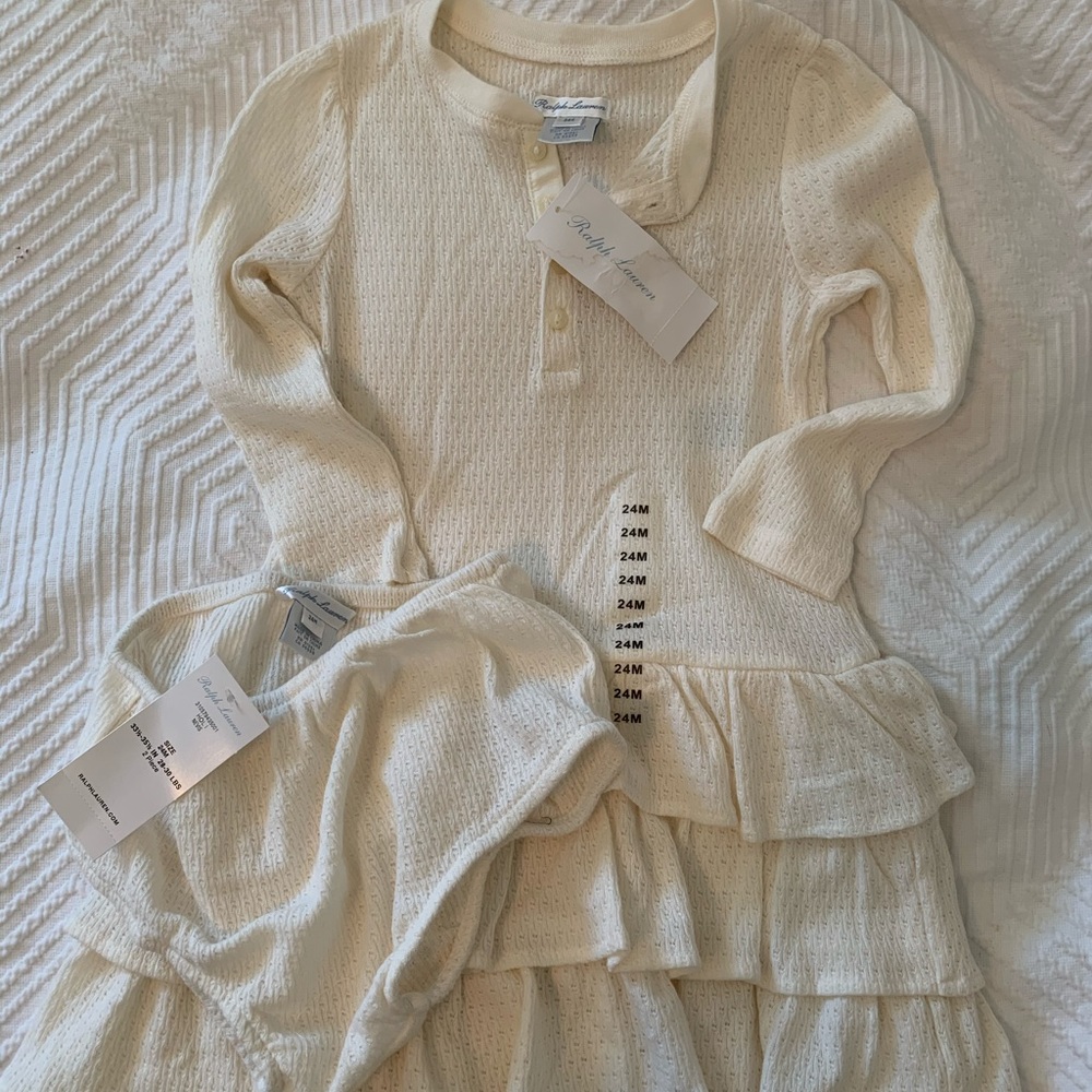 NWT 24 M Ralph Lauren little girl dress white